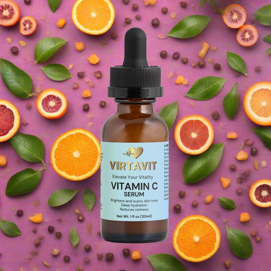 VirtaVit Vitamin C Serum for Face - Anti-Aging, Brightening & Hydrating Facial Serum with Hyaluronic Acid & Vitamin E - Dark Spot Corrector & Skin Tone Enhancer - 1 oz