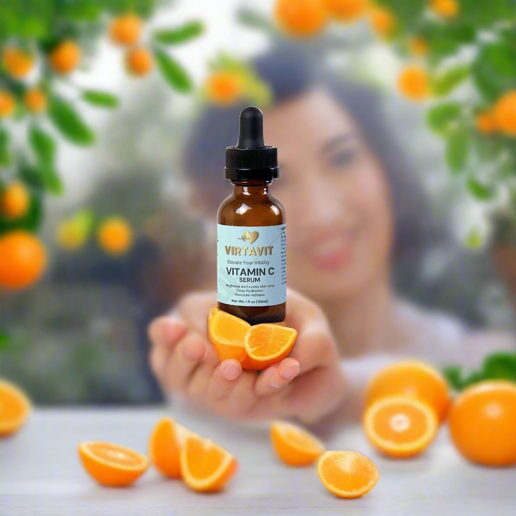 VirtaVit Vitamin C Serum for Face - Anti-Aging, Brightening & Hydrating Facial Serum with Hyaluronic Acid & Vitamin E - Dark Spot Corrector & Skin Tone Enhancer - 1 oz